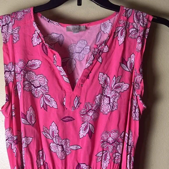 LOFT Pink and Orange feminine,Ruffled Tie Front Sundress - Picture 5 of 6